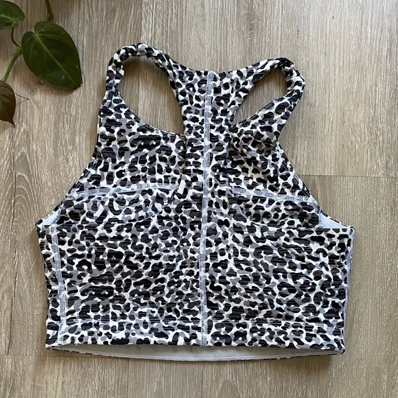 Outdoor Voices Move Free Crop Top Black White Leopard size S - Picture 4 of 6